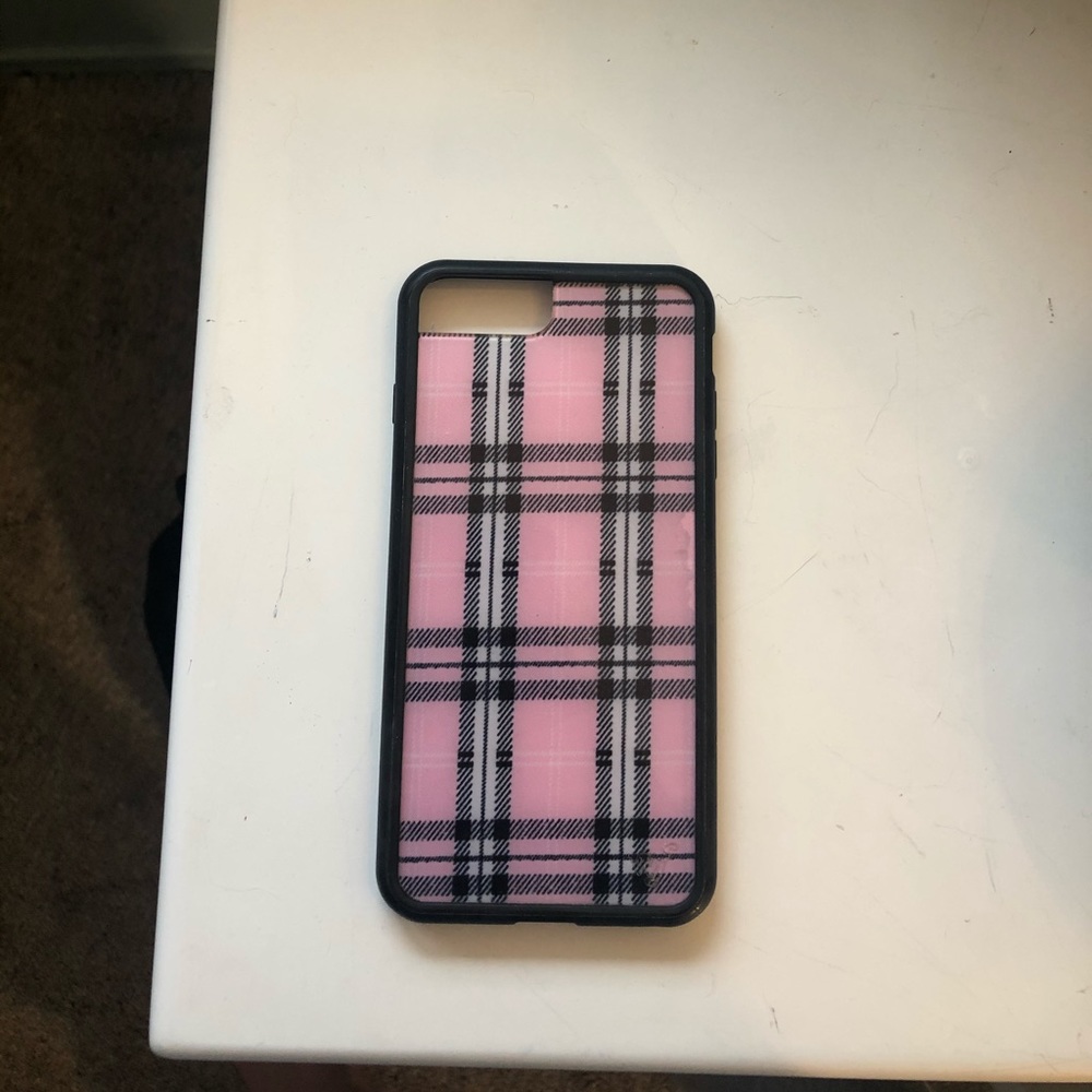 pink plaid wild flower case 8+